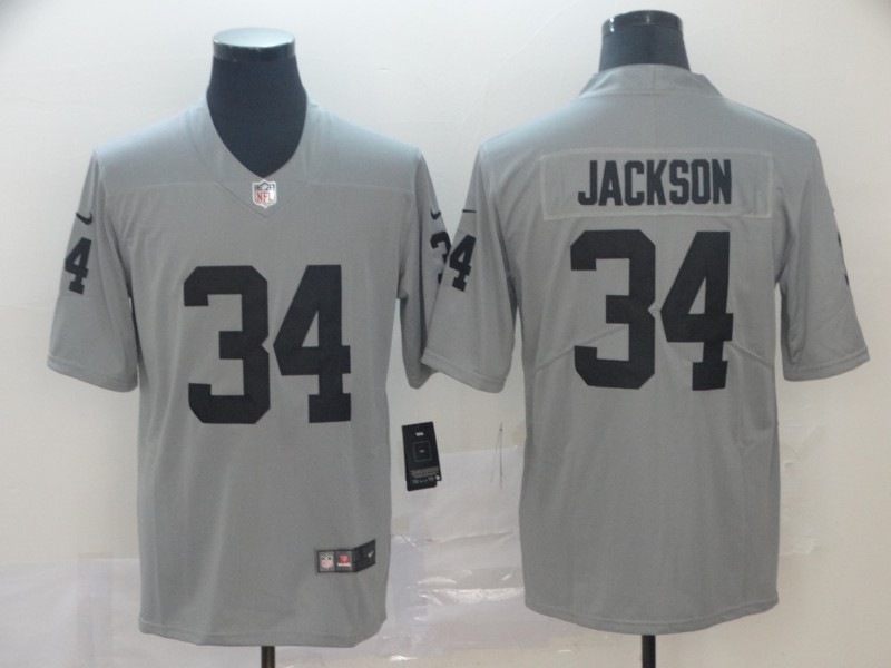 Men's Las Vegas Raiders Bo Jackson #34 Gray Inverted Legend Jersey